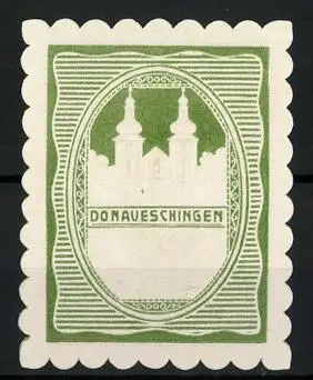 Präge-Reklamemarke Donaueschingen, Kirchensilhouette