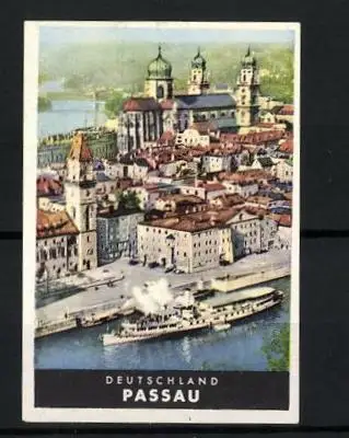 Reklamemarke Passau, Stadtansicht mit Dampfer