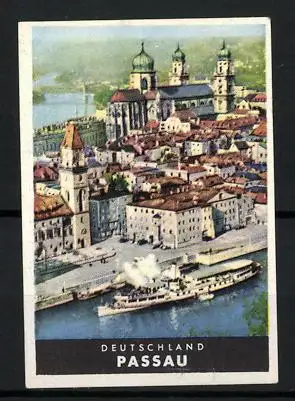 Reklamemarke Passau, Stadtansicht mit Dampfer