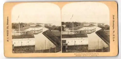Stereo-Fotografie H. C. White Co., North Bennington, Ansicht Hampton / VA, Fortress Monroe, Old Point Comfort