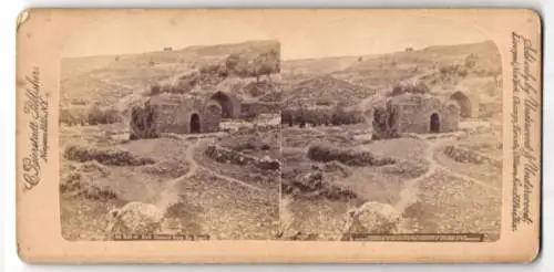 Stereo-Fotografie C. Bierstadt, Niagara Falls / NY., Ansicht Jerusalem, Hill of Evil from En Rogel