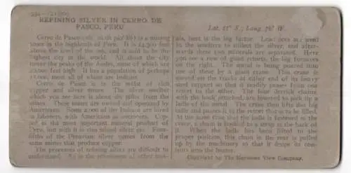 Stereo-Fotografie Keystone View Co., Meadville, Ansicht Cerro de Pasco, refining Silver in Smelter, Mining, Bergbau