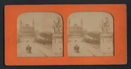 Stereo-Fotografie unbekannter Fotograf, Ansicht Paris, Blick zum Palais du Trocadero, Halt gegen das Licht