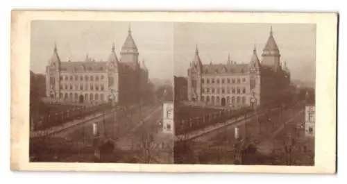 Stereo-Fotografie unbekannter Fotograf, Ansicht Dortmund, Blick nach dem Oberpostdirektionsgebäude, 1897