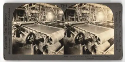 Stereo-Fotografie Keystone View Co., Meadville, Ansicht Ouray / CO, Stamp Mill and Gold Concentrator, Goldmine, Bergbau