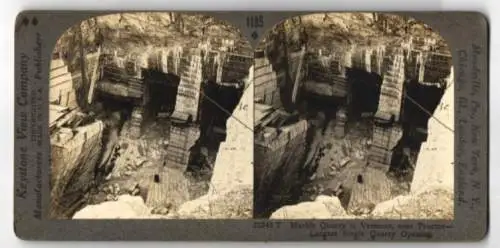 Stereo-Fotografie Keystone View Co., Meadville, Ansicht Proctor / VT, larges single Marble Quarry in Vermont