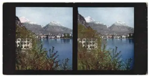 Stereo-Fotografie Chromoplast No. 13, Ansicht Riva, Blick über den Gardasee nach der Stadt