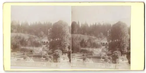 Stereo-Fotografie unbekannter Fotograf, Ansicht Ettal, Parkanlagen im Schlosspark Linderhof, 1901
