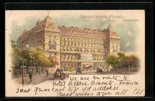Lithographie London, View of Grosvenor Hotel, adjoining Victoria Station