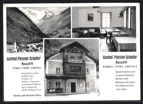 AK Neustift /Stubai, Gasthof-Pension Schaller, Ortsansicht