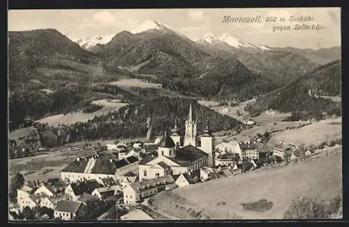 AK Mariazell, Ortsansicht gegen Zellerhüte