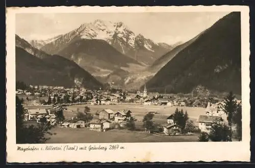 AK Mayrhofen /Zillertal, Gesamtansicht mit Grünberg