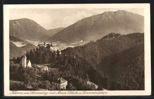 AK Breitenstein am Semmering, Klamm mit Maria Schutz und Sonnenwendstein