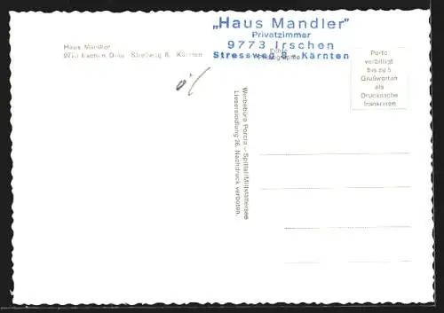 AK Irschen /Drautal, Hotel Haus Mandler, Stressweg 8, Innenansicht, Ortspartie mit Kirche