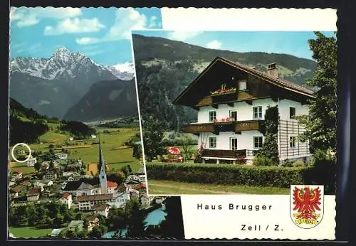 AK Zell /Ziller, Hotel Haus Brugger, Talstrasse 8, Teilansicht
