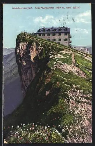 AK Schafberg, Salzkammergut, Schafbergspitze und Hotel