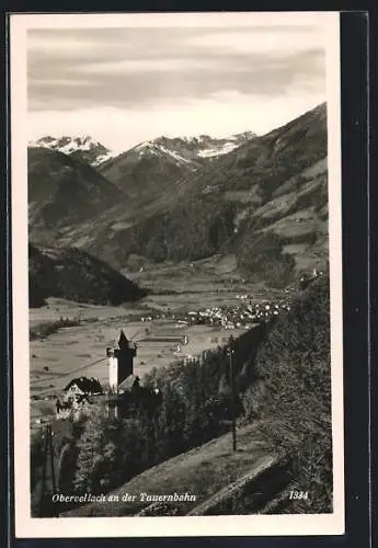 AK Obervellach an der Tauernbahn, Teilansicht mit Bergen