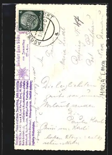 AK Maria Laach, Aussichtswarte auf dem Jauerling, Wärter mit Rehen