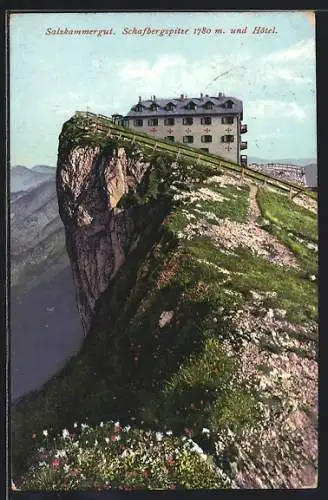 AK Schafberg, Salzkammergut, Schafbergspitze und Hotel