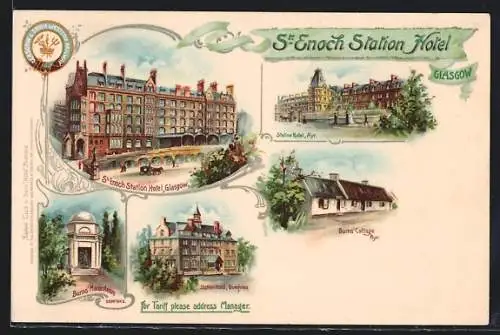Lithographie Glasgow, Station Hotel (Ayr.), St. Enoch Station Hotel, Station Hotel (Dumfries)