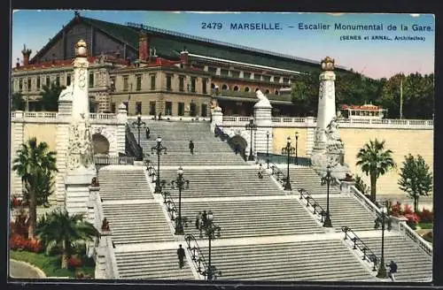 AK Marseille, Escalier Monumental de la Gare