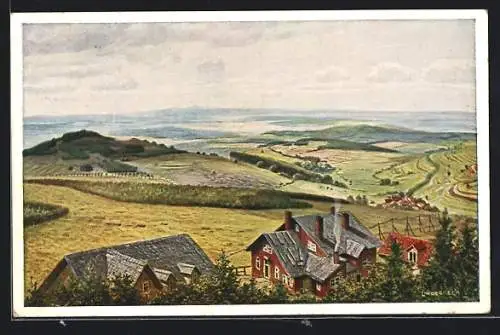 Künstler-AK Vogelsberg / Schotten, Blick vom Hoherodskopf