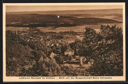 AK Neustadt /Harz, Ortsansicht vom Gasthaus Ruine Hohnstein aus