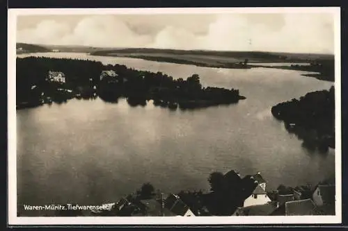 AK Waren /Müritz, Tiefwarensee aus der Vogelschau