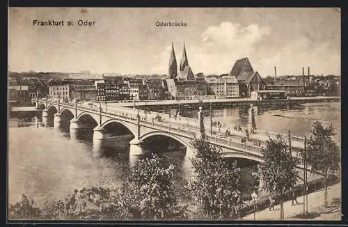 AK Frankfurt /Oder, Panorama mit Oderbrücke aus der Vogelschau