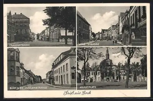 AK Goch, Marktplatz, Voss-Strasse, Frauenstrasse