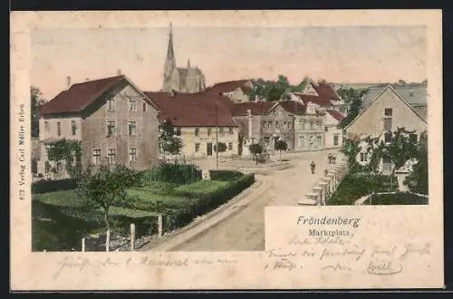 AK Fröndenberg, Marktplatz mit Gasthof und Kirche