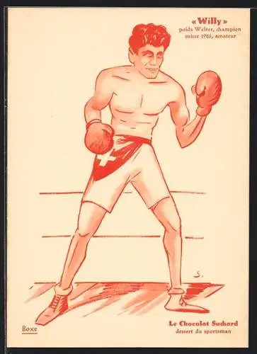 AK Le Sport en Suisse, Boxe, Willy, Schweizer Champion im Weltergewicht 1926