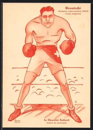 AK Le Sport en Suisse, Boxe, Krautschi, Schweizer Boxchampion aller Klassen 1926