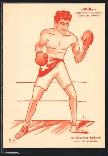 AK Le Sport en Suisse, Boxe, Willy, Schweizer Champion im Weltergewicht 1926