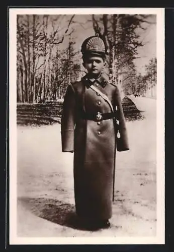 AK Alexej von Russland im Mantel mit Kopfbedeckung abgelichtet