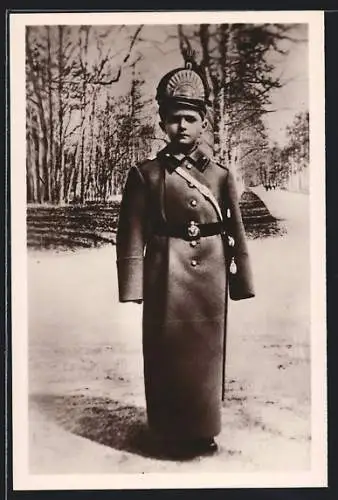 AK Alexej von Russland im Mantel mit Kopfbedeckung abgelichtet