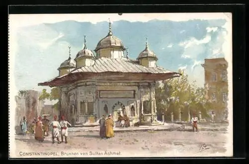 Künstler-AK Themistokles von Eckenbrecher: Constantinopel / Istanbul, Brunnen von Sultan Achmet