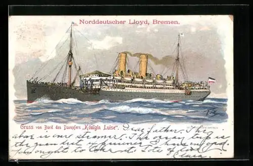 Künstler-AK Themistokles von Eckenbrecher: Bremen, Passagierschiff der Norddeutschen Lloyd