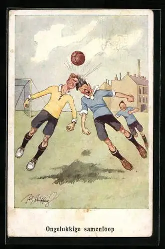 Künstler-AK Fritz Schönpflug: Unfall beim Fussballspiel