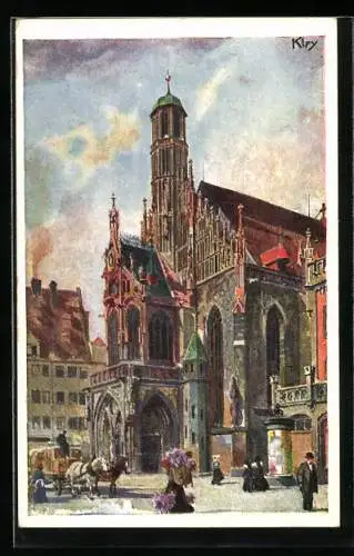 Künstler-AK Heinrich Kley: Nürnberg, Blick zur Frauenkirche