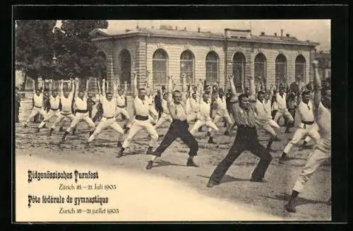 AK Zürich, Eidgenössisches Turnfest 1903, Turner bei Freiübungen