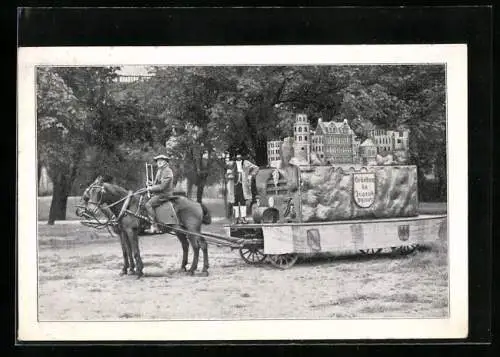 AK Reise durch die Welt mit dem Heidelberger Schloss 1929, Pferdesgespann