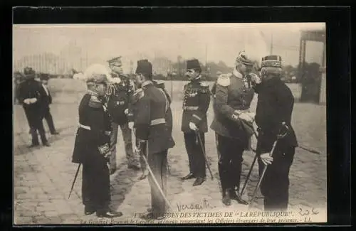 AK Les Obseques des Victimes de La Republique, General Brun et le General Tremeau