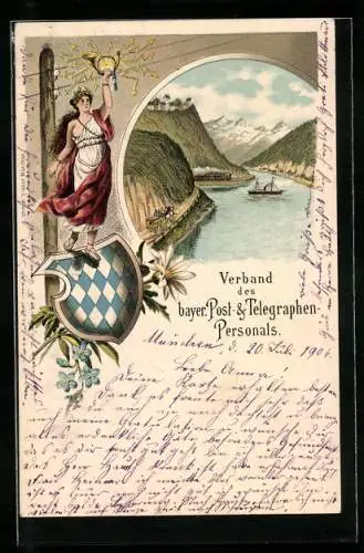 Lithographie Verband des bayer. Post- & Telegraphen-Personals
