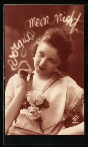 AK Mädchen mit Zigarette Vergiss mein nicht