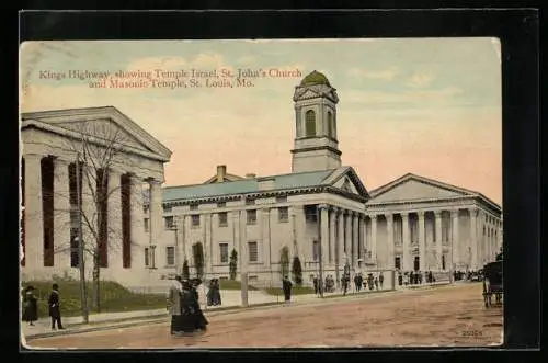 AK St. Louis, MO, Kings Highway, Temple Israel, St. John`s Church and Masonic Temple, Synagoge