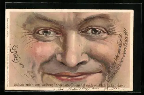 Lithographie Menschliches Gesicht lächelt, wenn man länger draufschaut