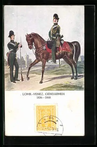 AK 75 Jahre Österr. Gendarmerie 1849 - 1924, Lomb.-venez. Gendarmen, 1836-1848