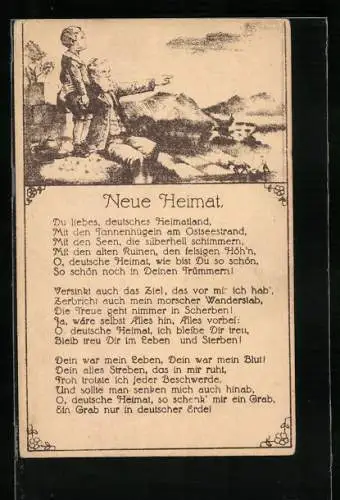 AK Gedicht Neue Heimat, Rückwandererhilfe Berlin