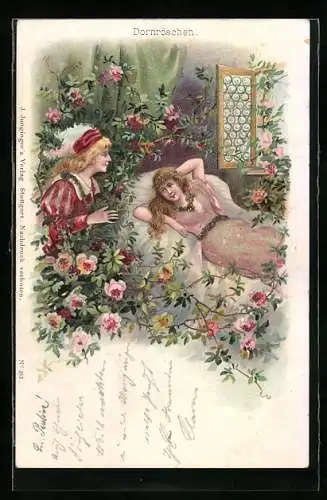 AK Prinz küsst Dornröschen aus ihrem Schlaf wach